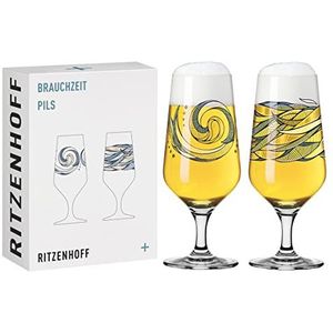 RITZENHOFF 3471002 300 ml bierglas - set van 2 - serie Brauchzeit, motief nr. 2 - water, meerkleurig - Made in Germany