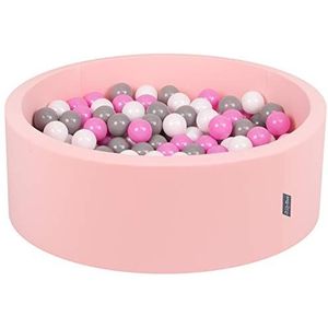 KiddyMoon 90 x 30 cm/300 ballen met een diameter van 7 cm, rond ballenbad voor baby's, gemaakt in de EU, roze: Grijs/wit/roze