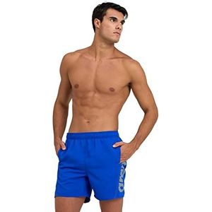 Arena Fundamentals Strand- en zwembadboxershorts voor mannen, logo, badpak van zachte stof, sneldrogend, strandboxer met mesh-binnenslip, neonblauw-zacht groen, S, Neon Blue-Soft Green