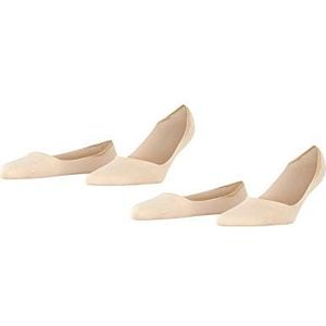 ESPRIT Cotton Invisible 2 stuks onzichtbare sokken voor dames, biologisch katoen, duurzaam, beige, wit, blauw, zwart, voetbescherming met lage hals, anti-slip systeem op de hiel, 2 paar, beige (crème 4011)