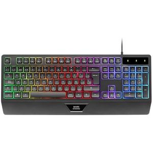 MARSGAMING MK124, clavier ergonomique H-Mech, repose-poignet intégré, éclairage FRGB Rainbow, clavier gaming antighosting avancé, clavier PC complet multiplateforme, langue portugaise, noir