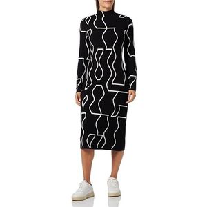 s.Oliver BLACK LABEL Maxi-jurk met opstaande kraag, maxi-jurk met opstaande kraag voor dames, zwart.