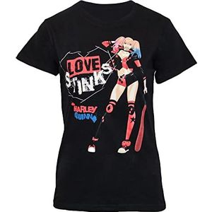 CID Harley Quinn T-shirt Love Stinks zwart, S, zwart.