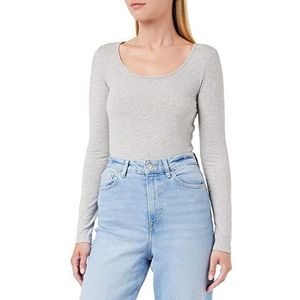 Vero Moda Vmmaxi My Ls damestop met lange mouwen en U-hals, Grijs (Licht Grijs Melange)