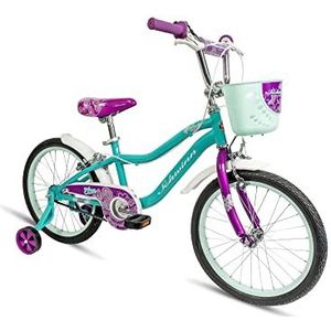 Schwinn Elm Kinderfiets, 18 inch banden, verstelbare zitting, zijwieltjes, blauwgroen