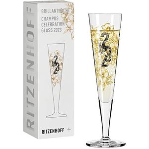 RITZENHOFF 1079013 champagneglas, 200 ml, Brillantnacht champagne 2023, designerproduct, gemaakt in Duitsland, zwart, goud, grijs
