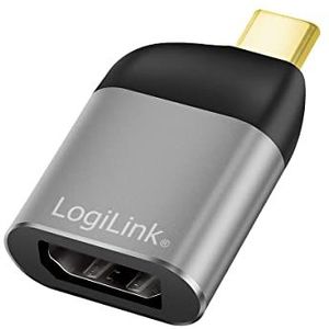 LogiLink USB 3.2 Gen2 Ultra HD 8K USB Type-C (male) naar DisplayPort (female) adapter kleur: zwart/grijs
