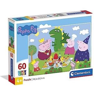 Clementoni - 26204 - Supercolor puzzel - Peppa Pig - 60 stukjes, puzzel kinderen 4 jaar, cartoon puzzel - gemaakt in Italië