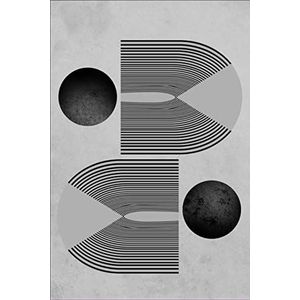 MANI TEXTILE - Tapijt Seventies grijs zwart afmetingen - 80 x 150 cm