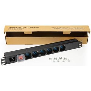 Connetto - 19"" 6-voudige universele rack stekkerdoos met stekker voor c20 netsnoer