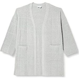 usha WHITE LABEL Cardigan en tricot ouvert pour femme, gris, XL-XXL