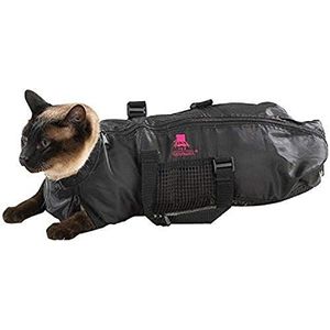 Top Performance Kattenverzorgingszak, robuuste en veelzijdige zakken voor katten tijdens de vachtverzorging en/of bij het baden, maat M, zwart