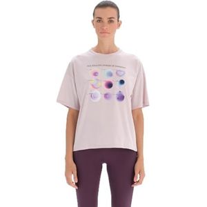 Dagi T-shirt met korte mouwen en geometrische ronde hals dames T-shirt, Lila., XL