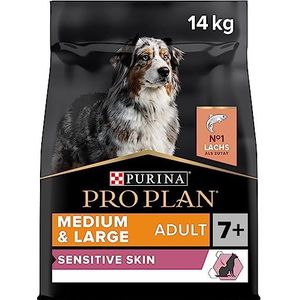 PRO PLAN Medium & Large Adult 7+ Sensitive Skin met Optiderma, rijk aan zalm, 14 kg, droogvoer voor honden vanaf 7 jaar