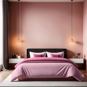 Elegant Dusty Housse de couette double renforcée Rose (200 x 200 cm) - 100% coton - 155 fils - Fermeture à bouton - Lavable en machine à 30 °C - Doux et élégant