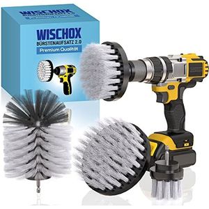 WISCHOX Set van 4 hoogwaardige boorborstels, accuschroevendraaierborstel, velgenreinigingsborstel, tegelreiniger, boorborstel