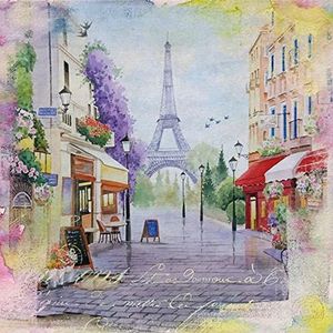 20 servetten met straat naar de Eiffeltoren | Parijs | Frankrijk | Reizen | Vakantie | Tafeldecoratie | Decoupage | Servettechniek 33 x 33 cm