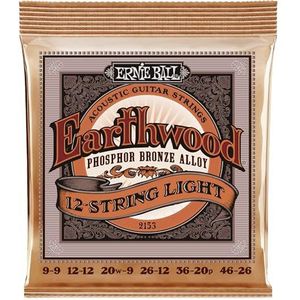 Ernie Ball Earthwood lichte snaren fosfor brons voor akoestische gitaar met 12 snaren, dikte 9-46