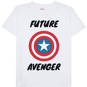 Marvel Avengers Assemble Captain America Distressed Shield T-shirt, kinderen, 104-182, Merce Ufficialee, Weiss
