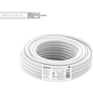 EDISION ICX-5 Coaxkabel, 5 m, antennekabel, SAT intern, PVC, wit, koper staal CCS/AL, 17VAtC, CPR Eca, klasse A, SAT-kabel, voor DVB-S2, DVB-T/T2, DVB-C, RADIO, 5 m spoel