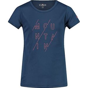 CMP Ademend T-shirt voor meisjes met antibacteriële behandeling voor kinderen, Blue-Red Kiss