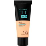 Maybelline Fit Me Foundation, mat, poreus, volledige dekking, normale tot vette huid, 122 crèmeachtig beige, 30 ml