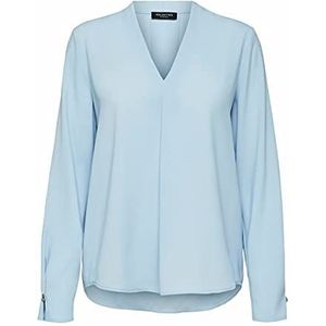 SELECTED FEMME Vrouwelijke blouse, V-hals, Hemelsblauw