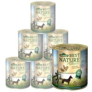 Dehner Best Nature Hondenvoer voor volwassenen, kip en konijn met noedels, 6 x 800 g (4,8 kg)