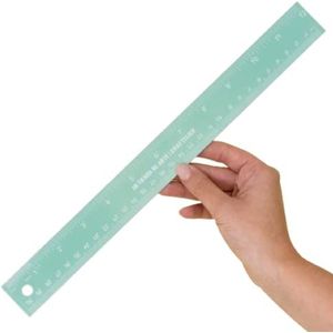 Craftelier - Metalen liniaal 30 cm (12"") | Turquoise kleur met witte cijfers | Kurk en roestvrijstalen basis - Afmetingen in centimeters en inches