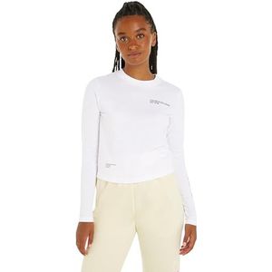 Calvin Klein Jeans T-shirt met lange mouwen met meerdere posities L/S T-shirts voor dames, Helder Wit