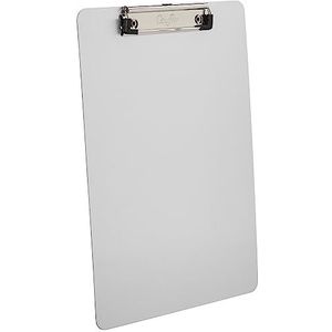 Läufer 21518 aluminium klembord voor DIN A4, extra sterke en platte klem, stabiel schrijfblad, ophangclip, afgeronde hoeken, zilver