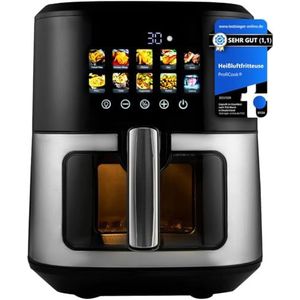 ProfiCook® - Heteluchtfriteuse 6,5 l - bereiding zonder olie en vet - Airfryer met kleurendisplay - 9 programma's - 50-200 °C - Air Fryer 1700 W - XXL heteluchtfriteuse - PC FR 1286 H