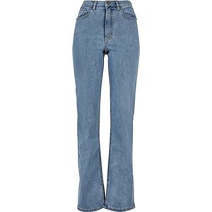 Urban Classics Denim broek met rechte split hoge taille dames broek dames broek, Lichtblauw getint, gewassen