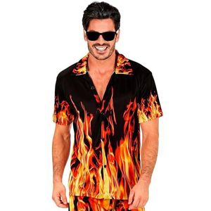Widmann Vuurmannenkostuum, shirt met korte mouwen, duivel, vlammen, zomeroutfit, Halloween