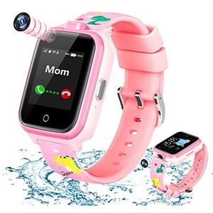 OKYUK 4G Smartwatch voor kinderen, 2022, smartwatch, waterdicht, veiligheid, GPS-tracker, oproepen, SOS-wifi-camera, voor kinderen/studenten, verjaardag 4-10 jaar, zwart T13