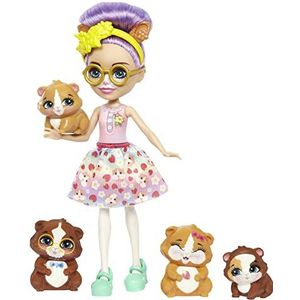 ENCHANTIMALS City-Tails HHB84 Glee Guinea Pig Familie - pop met 4 schattige cavia-figuren voor kinderen vanaf 4 jaar