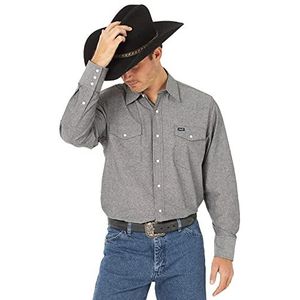 Wrangler Western werkhemd met lange mouwen met drukknopen, lage wassing afwerking, Moonless Night, XL, heren