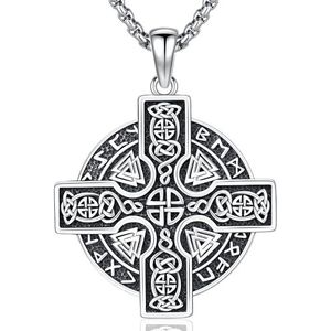 Viking halsketting van 925 sterling zilver, Keltische Vikinghanger, vintage, amulet, sieraden voor heren en dames, met ketting 55 cm, Sterling Zilver