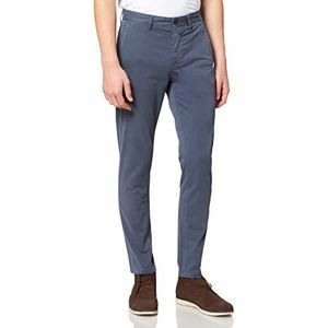 BOSS D-tapered-fit chinobroek voor heren, van elastisch katoen-satijn, middenblauw 420