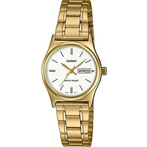 Casio LTP-V006G-7B Dameshorloge van roestvrij staal met witte wijzerplaat, goudkleurig, armband, Goud, armband