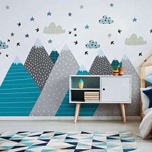 Muursticker voor kinderen, decoratie, reuse, Scandinavische bergen voor slaapkamer, babykamer, Janeka 55 x 110 cm