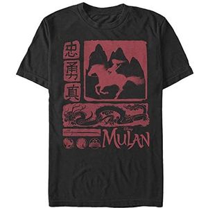 Disney Unisex Live Action Mulan Block Organic T-shirt met korte mouwen, zwart, S, SCHWARZ