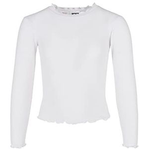 Urban Classics Meisjes shirt met lange mouwen slim fit met golvende zoom in 3 kleuren maten 110/116-158/164, Wit