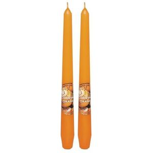 Dekohelden24 Set van 2 kaarsen met kaneel oranje kerstgeur, afmetingen: H x Ø ca. 25 x 2 cm, 60 g, 2 stuks