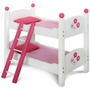 Bayer Chic 2000 Stapelbed voor poppen tot 48 cm, poppenbed, poppenmeubels, poppenaccessoires, Fiori, wit, roze