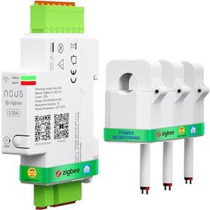 NOUS ZigBee Smart stroommeter DIN 120 A, energieverbruiksmonitor, compatibel met Alexa en Google Home, DIN-railmontage, real-time bewaking