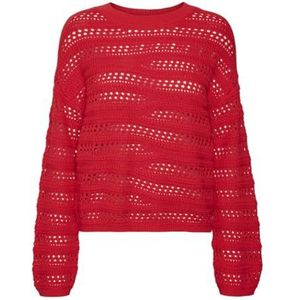 VERO MODA VMLILJA LS Pull à col rond GA, Rouge fiery, L