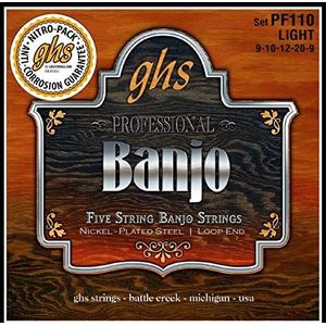GHS Banjo PF110 5-snarenset van vernikkelde snaren, licht, 1 stuk