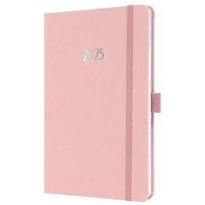 SIGEL J5405 Jolie Agenda semainier 2025, env. A5, couverture rigide, avec couverture textile, élastique, passant pour stylo, poche plaquée, 174 pages, en papier durable, agenda