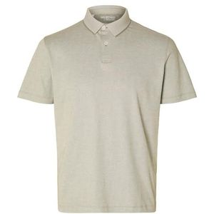 SELETED HOMME Slhleroy Ss Polo Noos Poloshirt voor heren, Vetiver/detail: twist Egret